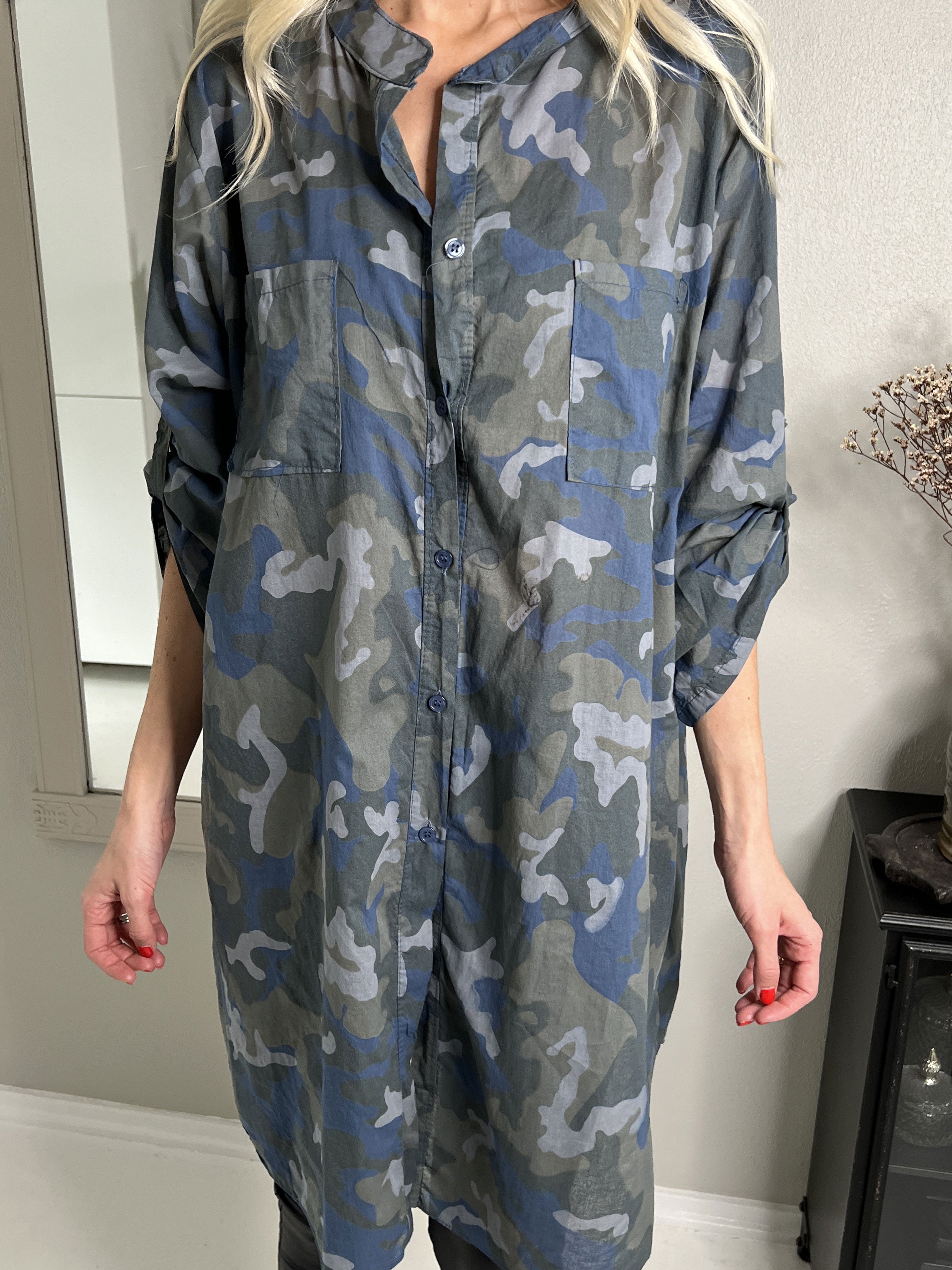 Berna Camo - Skjorte i camouflageprint med lommer